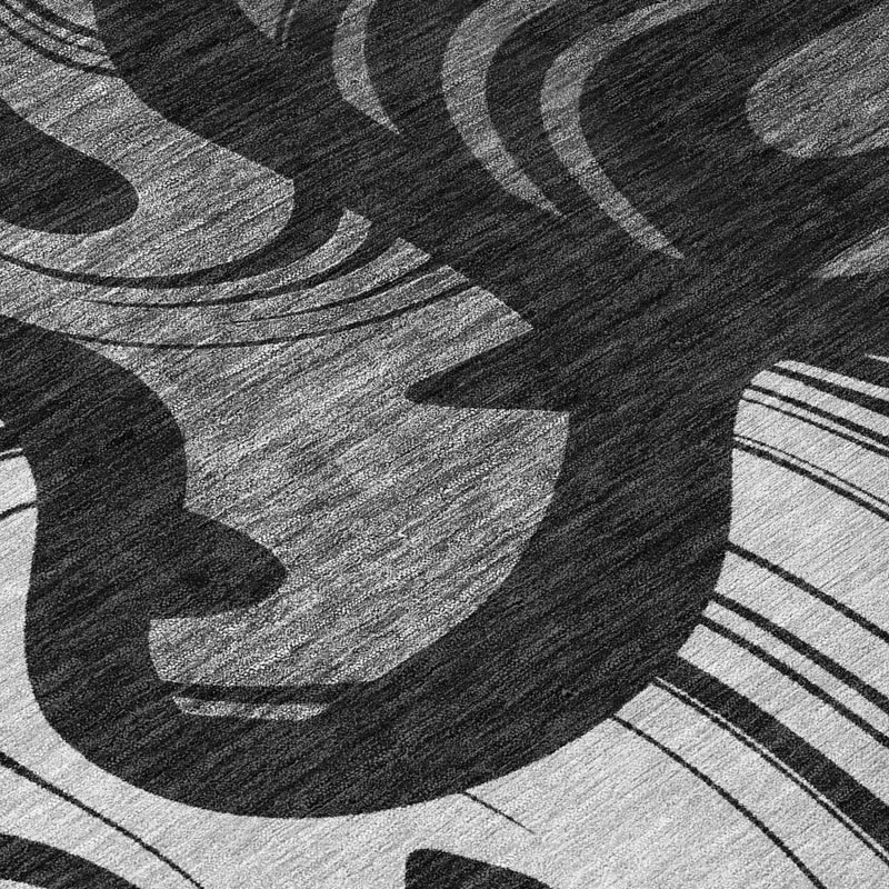3' X 5' Black And Graphite Abstract Washable Indoor Outdoor Area Rug Homeroots Outdoor