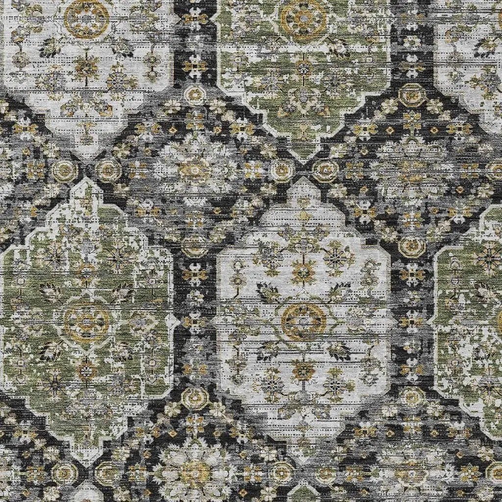 3' X 5' Black And Graphite Damask Washable Indoor Outdoor Area Rug Homeroots Outdoor