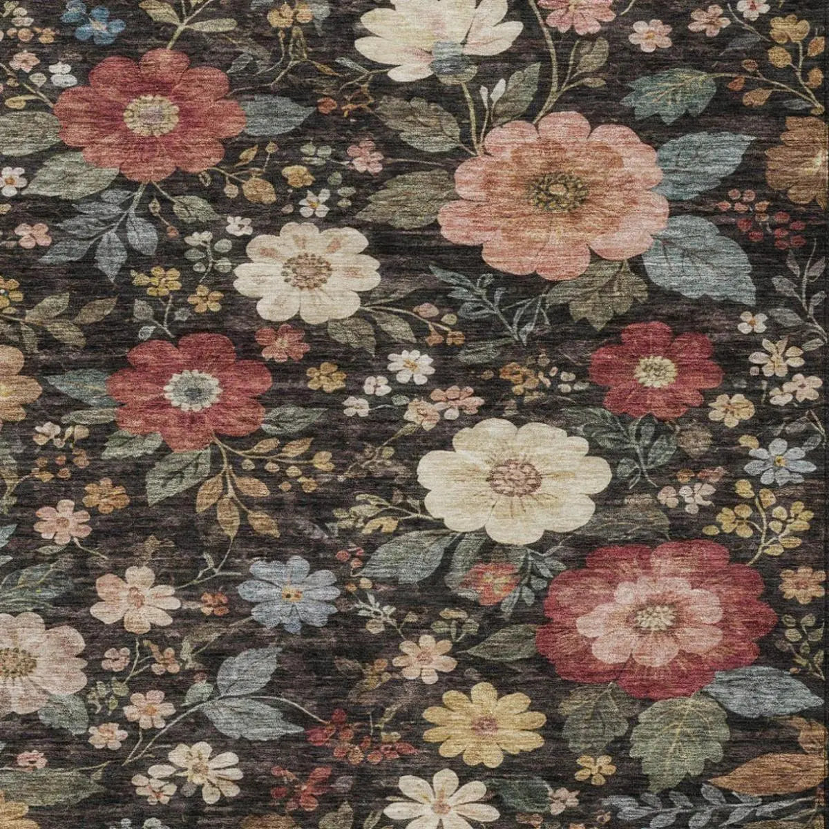3' X 5' Black And Graphite Floral Washable Indoor Outdoor Area Rug Homeroots Outdoor