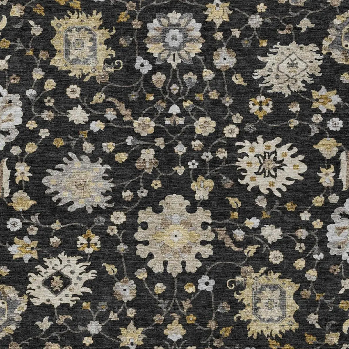 3' X 5' Black And Graphite Floral Washable Indoor Outdoor Area Rug Homeroots Outdoor