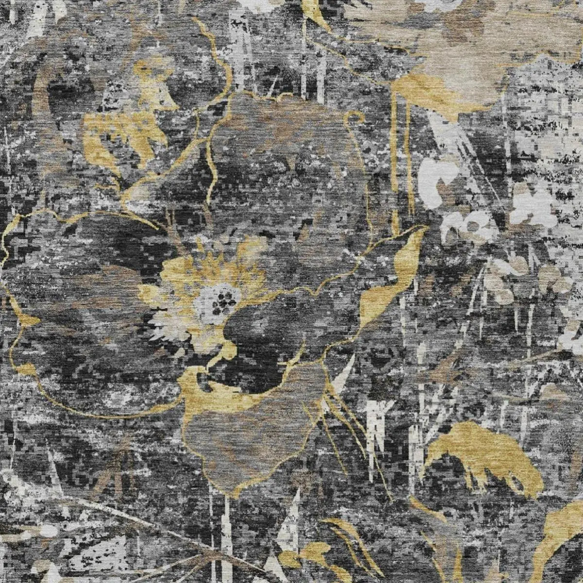 3' X 5' Black And Graphite Floral Washable Indoor Outdoor Area Rug Homeroots Outdoor