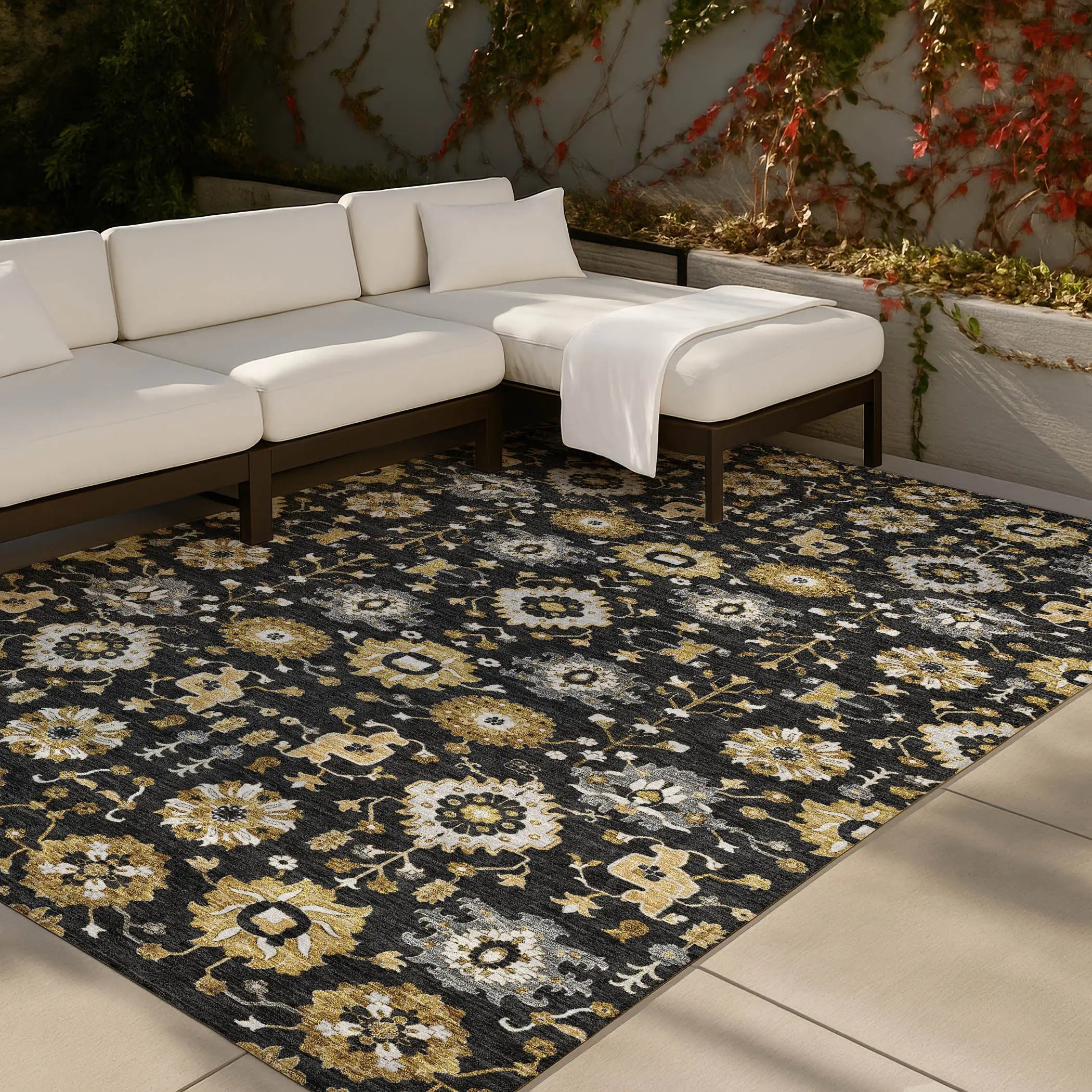 3' X 5' Black And Graphite Geometric Washable Indoor Outdoor Area Rug Homeroots Outdoor