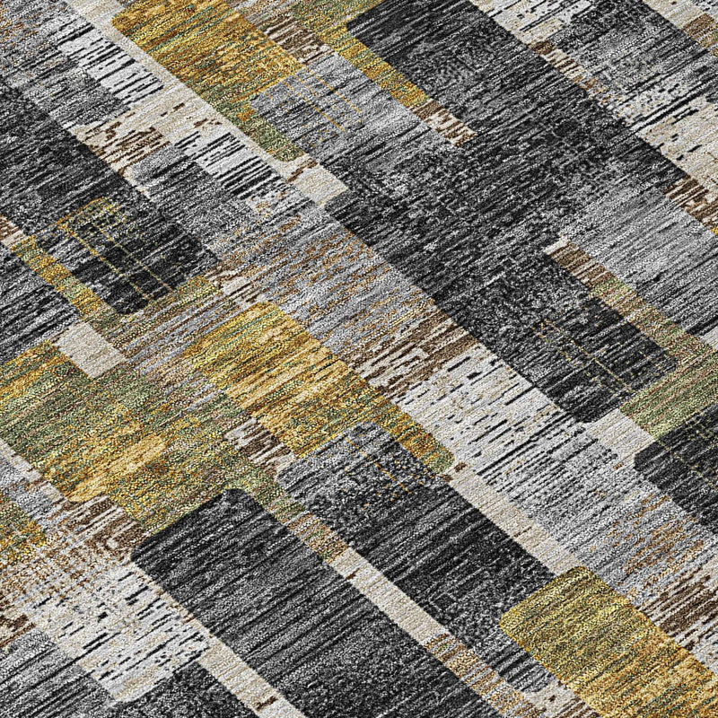 3' X 5' Black And Graphite Geometric Washable Indoor Outdoor Area Rug Homeroots Outdoor