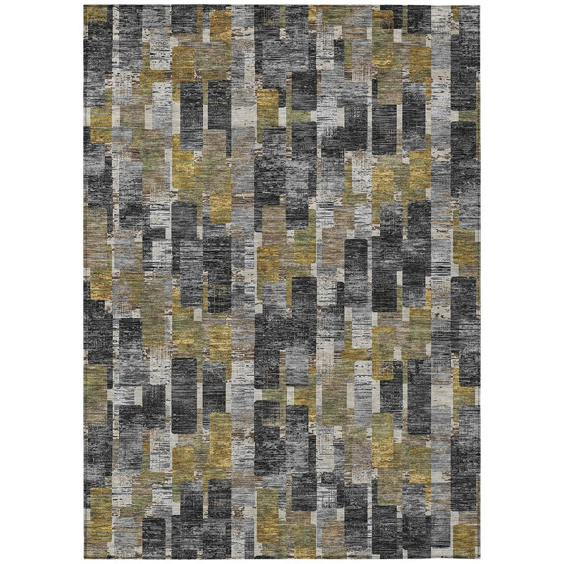 3' X 5' Black And Graphite Geometric Washable Indoor Outdoor Area Rug Homeroots Outdoor