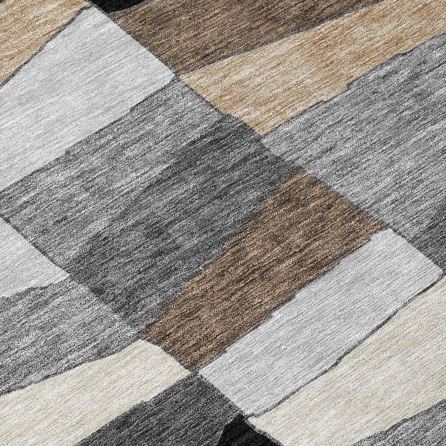 3' X 5' Black And Graphite Geometric Washable Indoor Outdoor Area Rug Homeroots Outdoor