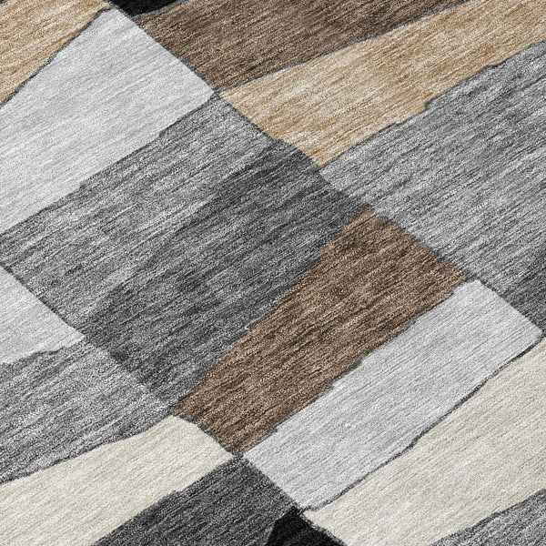 3' X 5' Black And Graphite Geometric Washable Indoor Outdoor Area Rug Homeroots Outdoor