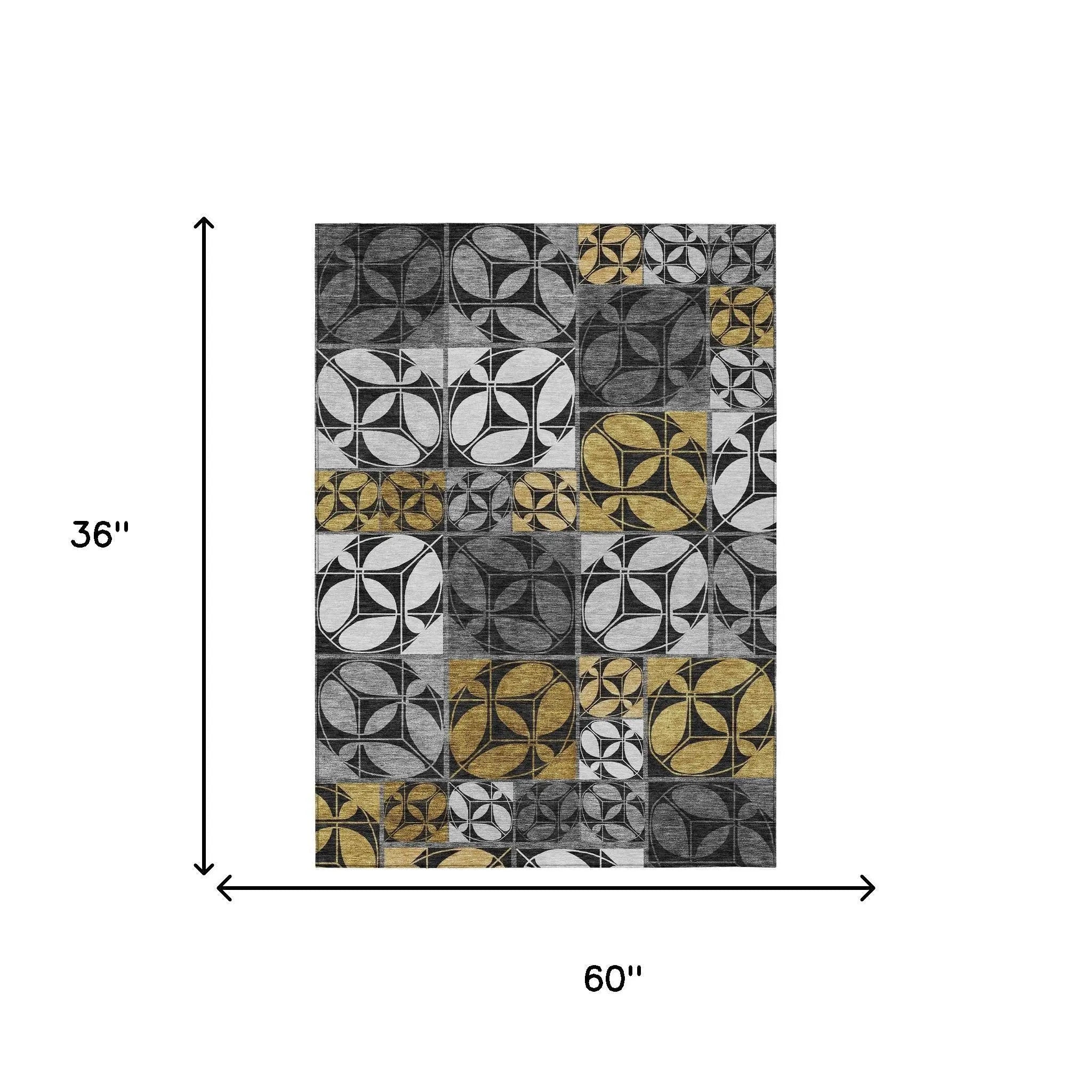 3' X 5' Black And Graphite Geometric Washable Indoor Outdoor Area Rug Homeroots Outdoor