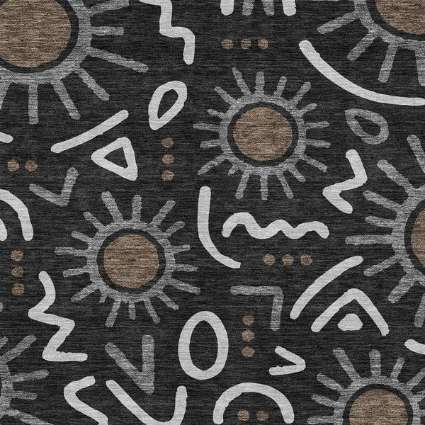 3' X 5' Black And Graphite Geometric Washable Indoor Outdoor Area Rug Homeroots Outdoor