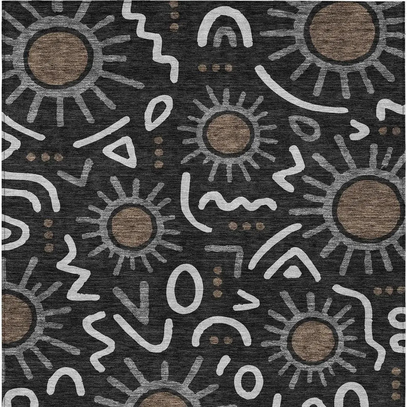 3' X 5' Black And Graphite Geometric Washable Indoor Outdoor Area Rug Homeroots Outdoor