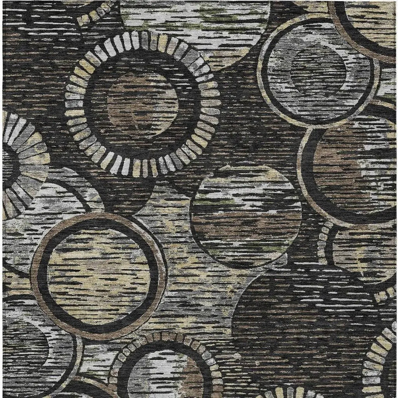 3' X 5' Black And Graphite Geometric Washable Indoor Outdoor Area Rug Homeroots Outdoor