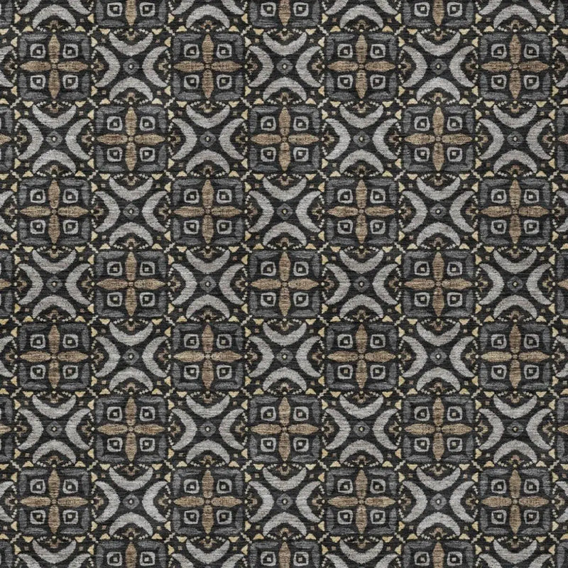 3' X 5' Black And Graphite Geometric Washable Indoor Outdoor Area Rug Homeroots Outdoor