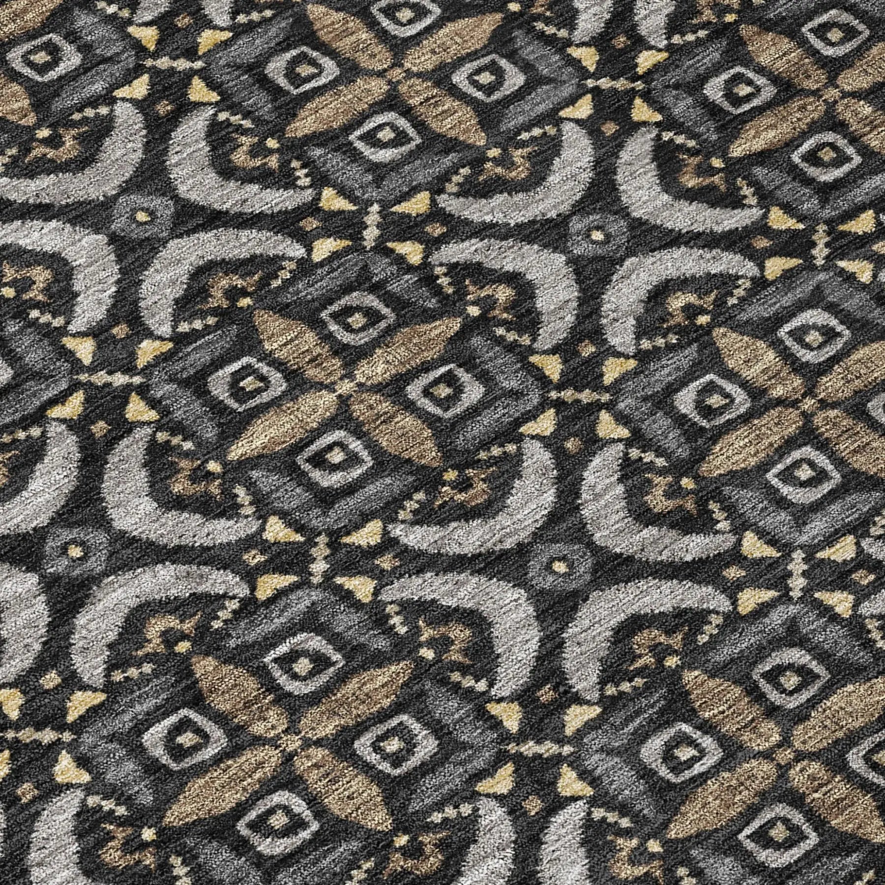 3' X 5' Black And Graphite Geometric Washable Indoor Outdoor Area Rug Homeroots Outdoor