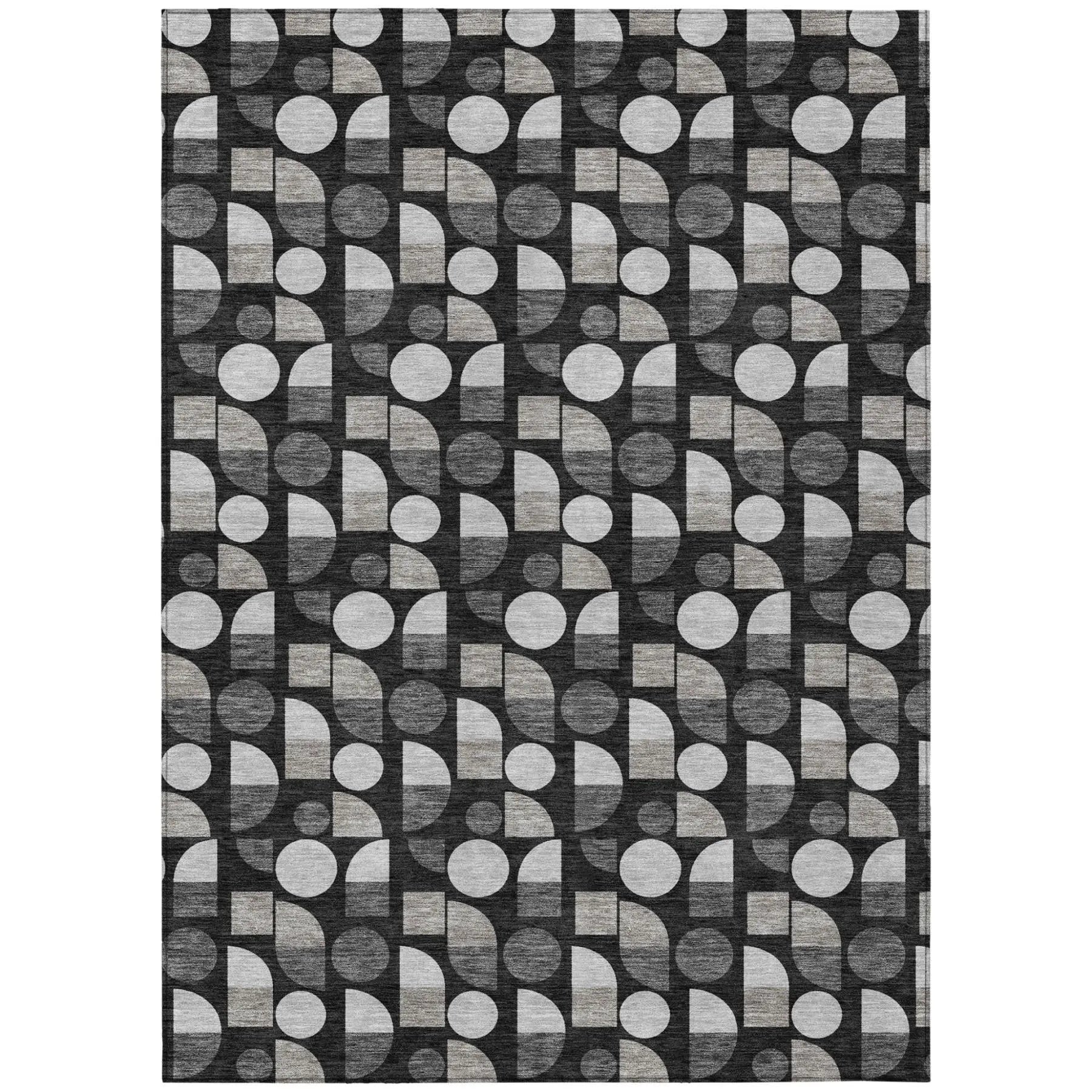 3' X 5' Black And Graphite Geometric Washable Indoor Outdoor Area Rug Homeroots Outdoor