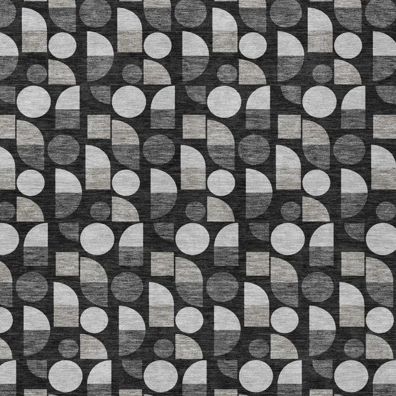 3' X 5' Black And Graphite Geometric Washable Indoor Outdoor Area Rug Homeroots Outdoor