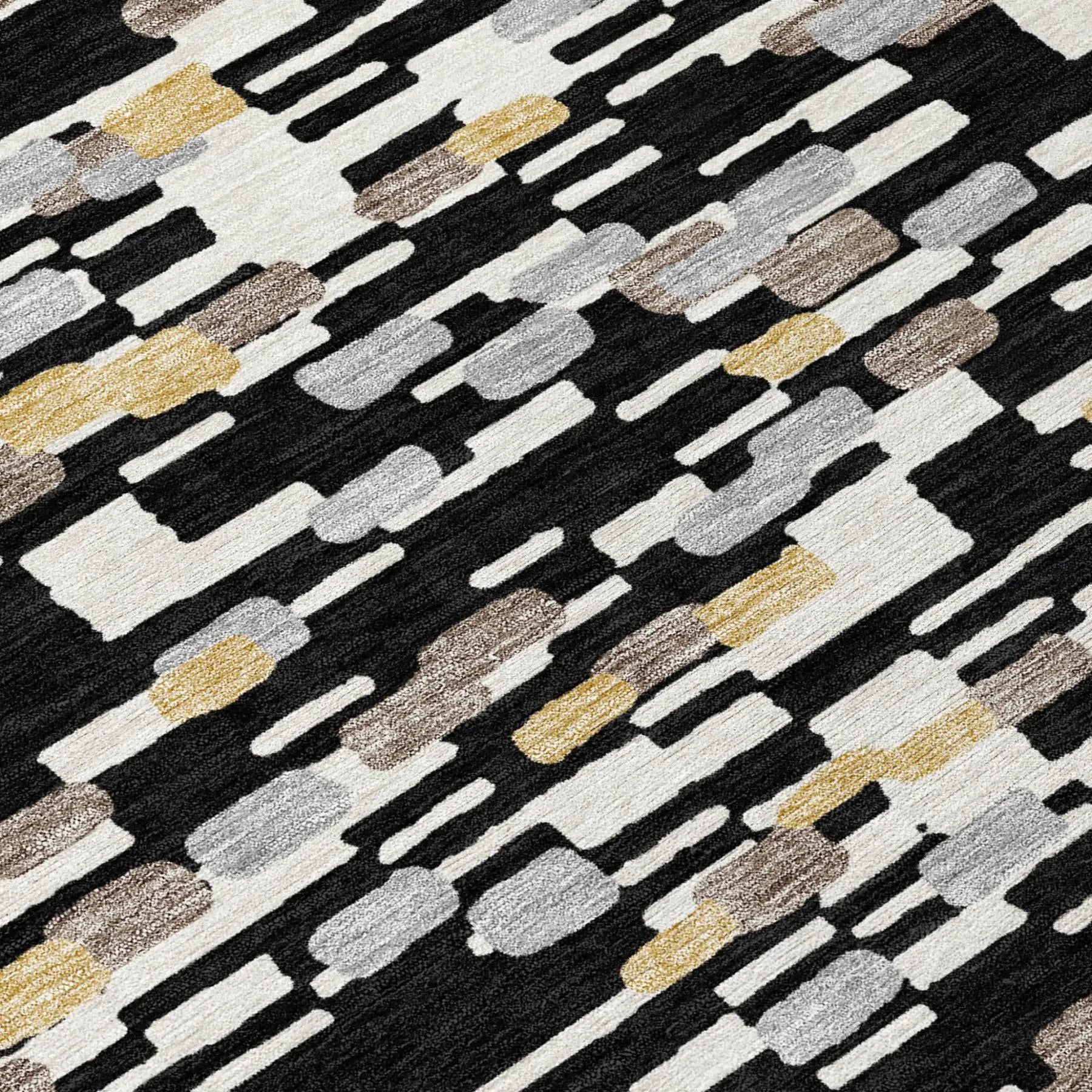 3' X 5' Black And Graphite Geometric Washable Indoor Outdoor Area Rug Homeroots Outdoor