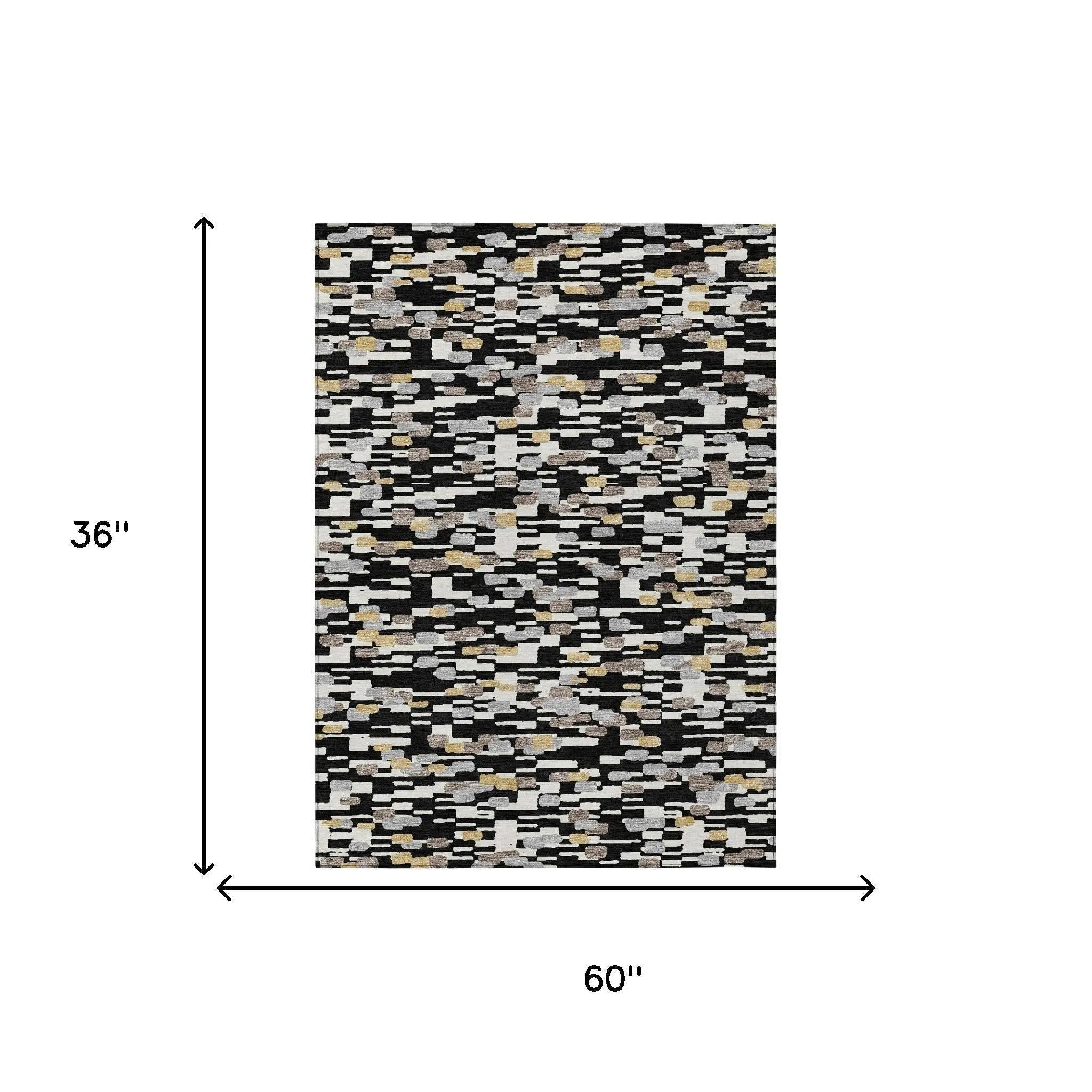 3' X 5' Black And Graphite Geometric Washable Indoor Outdoor Area Rug Homeroots Outdoor