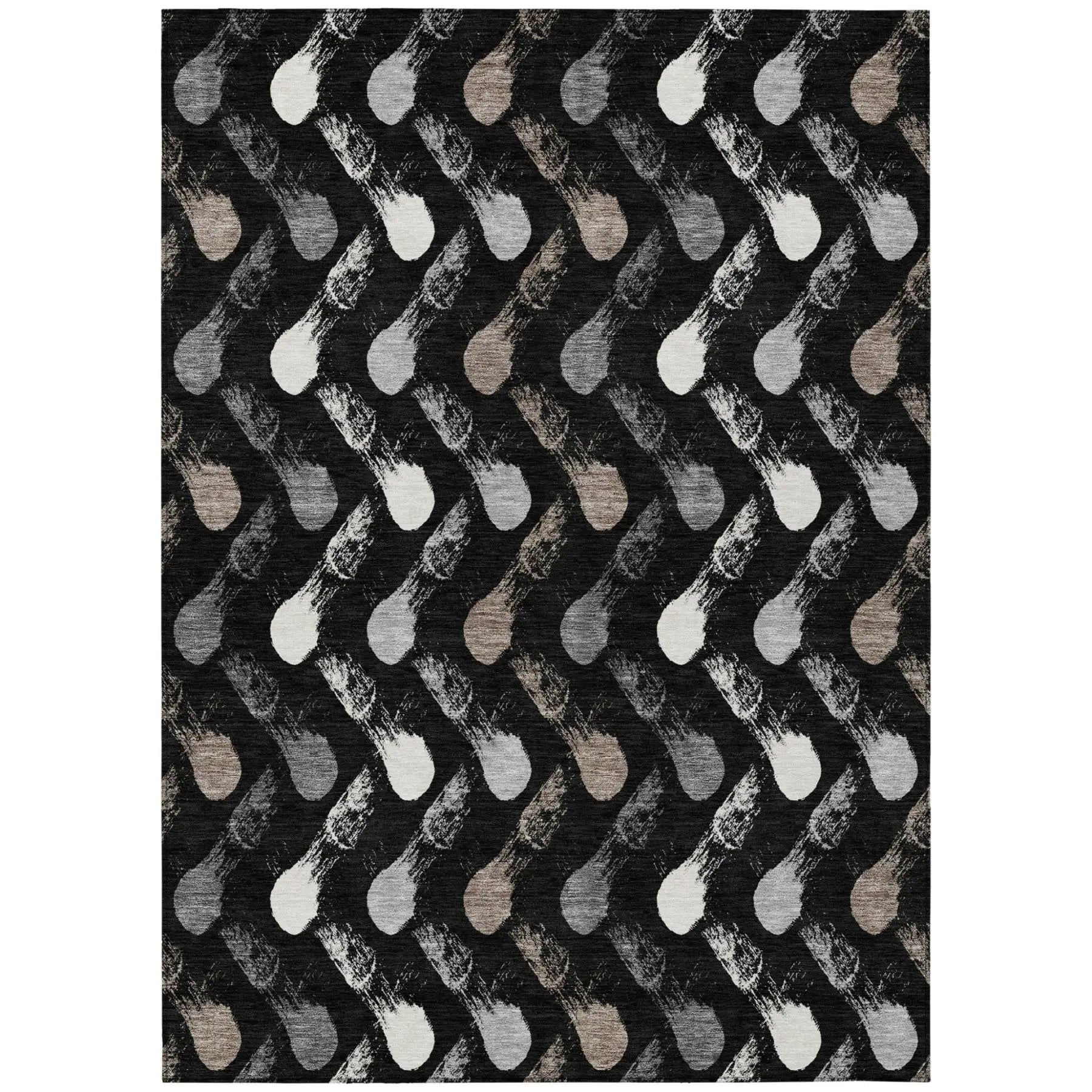3' X 5' Black And Graphite Geometric Washable Indoor Outdoor Area Rug Homeroots Outdoor