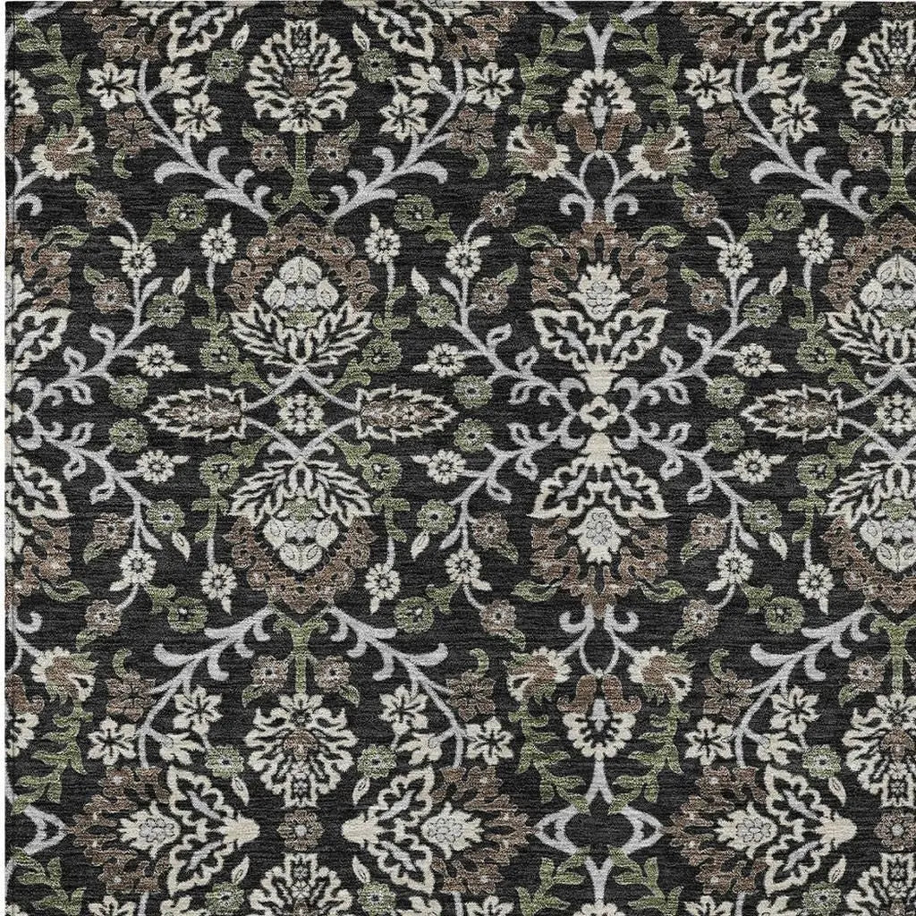 3' X 5' Black And Graphite Geometric Washable Indoor Outdoor Area Rug Homeroots Outdoor