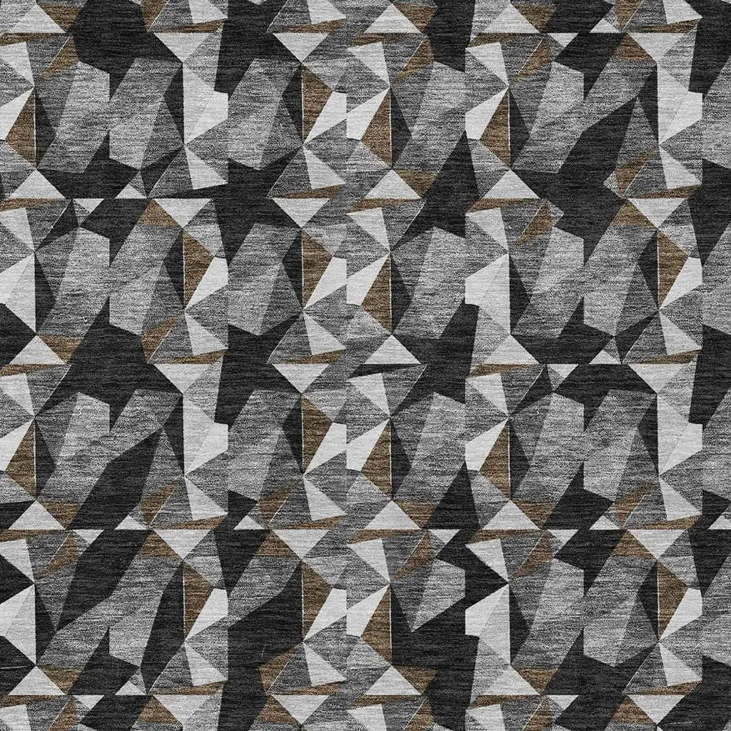 3' X 5' Black And Graphite Geometric Washable Indoor Outdoor Area Rug Homeroots Outdoor