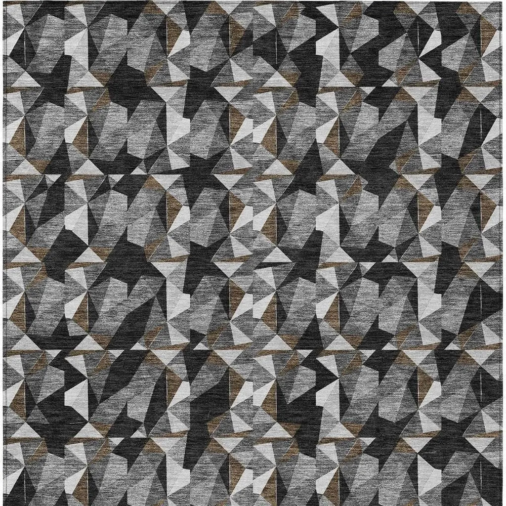 3' X 5' Black And Graphite Geometric Washable Indoor Outdoor Area Rug Homeroots Outdoor