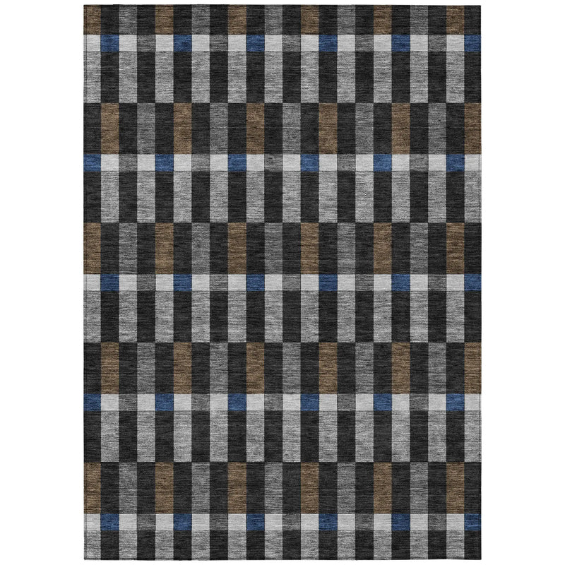 3' X 5' Black And Graphite Geometric Washable Indoor Outdoor Area Rug Homeroots Outdoor