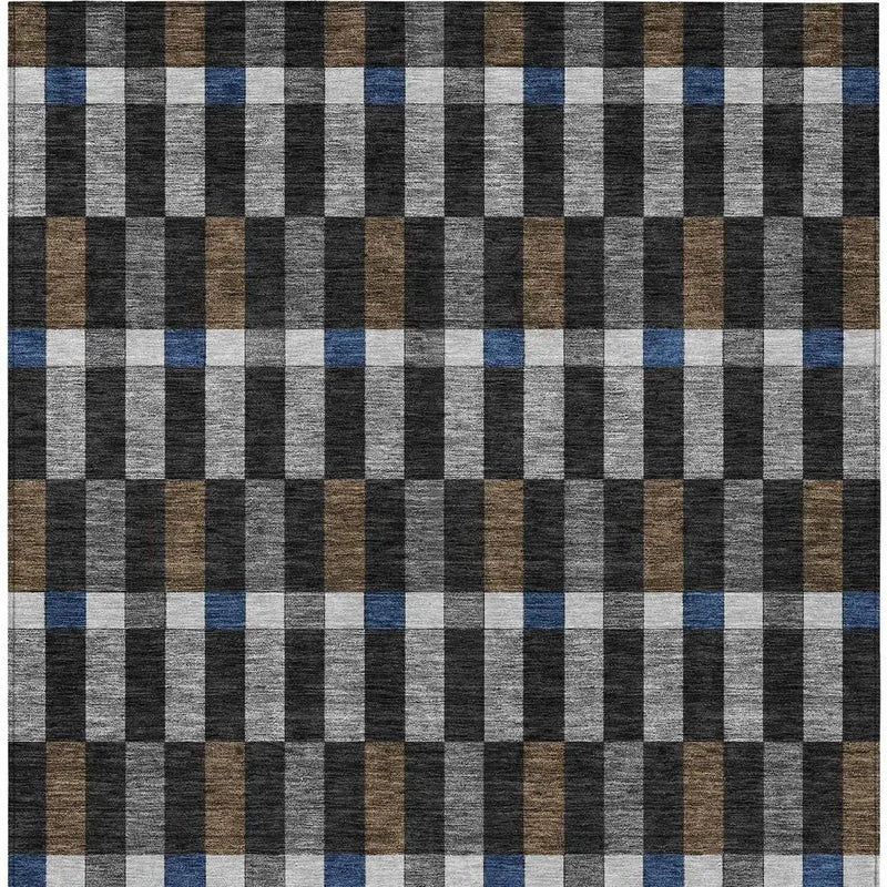 3' X 5' Black And Graphite Geometric Washable Indoor Outdoor Area Rug Homeroots Outdoor