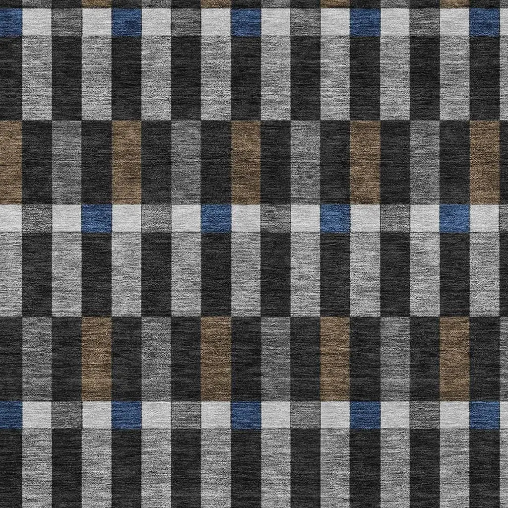 3' X 5' Black And Graphite Geometric Washable Indoor Outdoor Area Rug Homeroots Outdoor