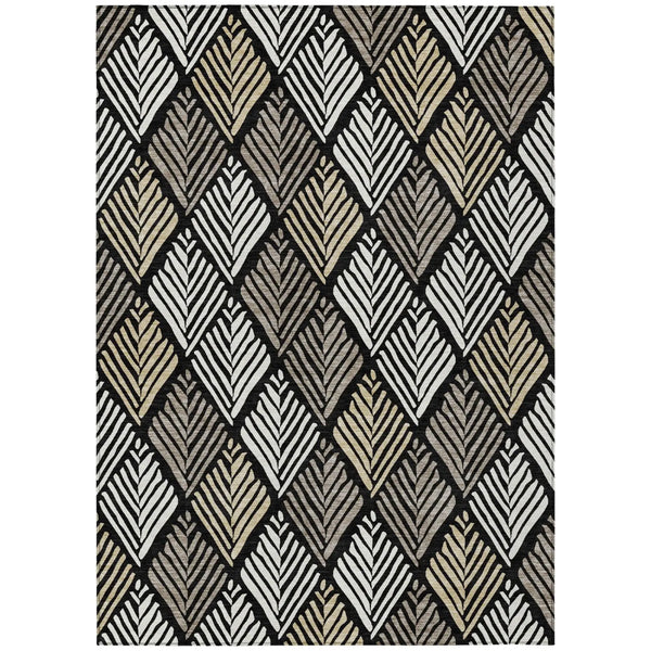 3' X 5' Black And Graphite Geometric Washable Indoor Outdoor Area Rug Homeroots Outdoor