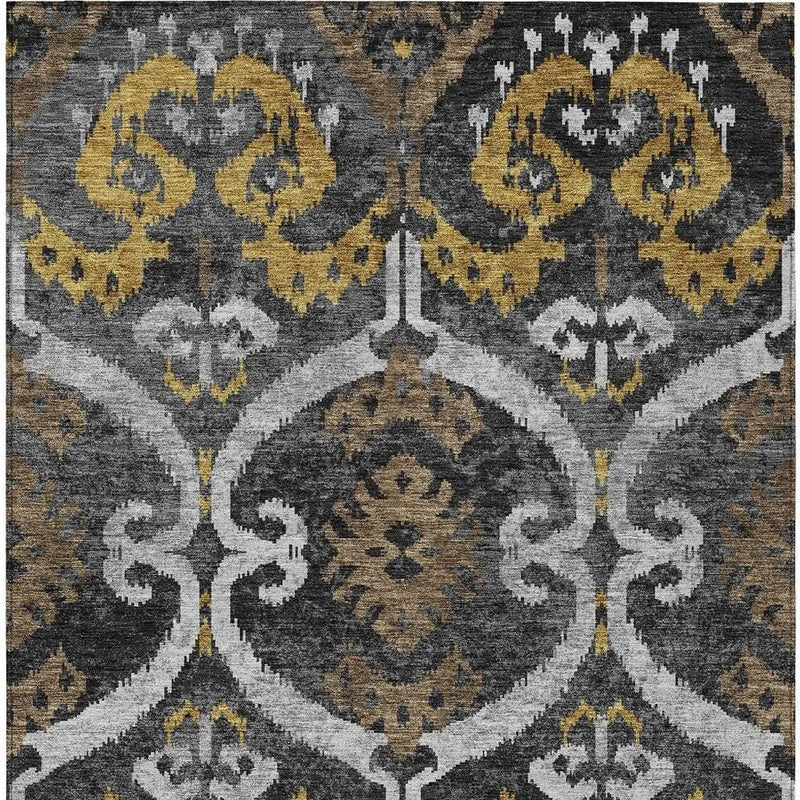 3' X 5' Black And Graphite Ikat Washable Indoor Outdoor Area Rug Homeroots Outdoor