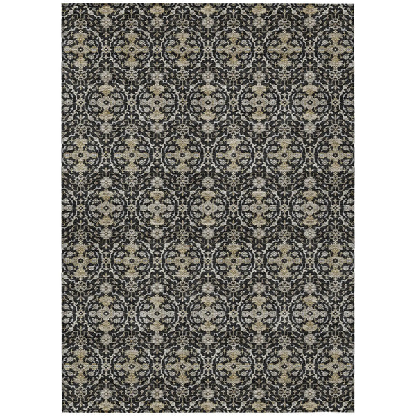3' X 5' Black And Graphite Oriental Washable Indoor Outdoor Area Rug Homeroots Outdoor