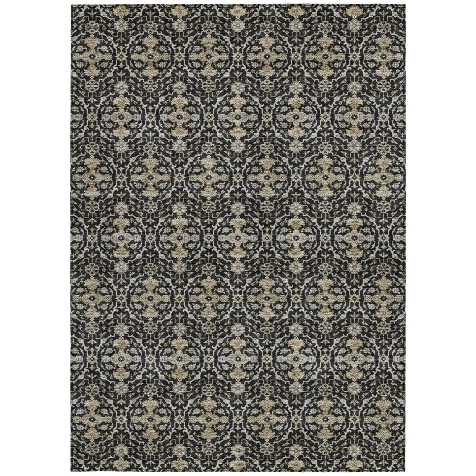 3' X 5' Black And Graphite Oriental Washable Indoor Outdoor Area Rug Homeroots Outdoor