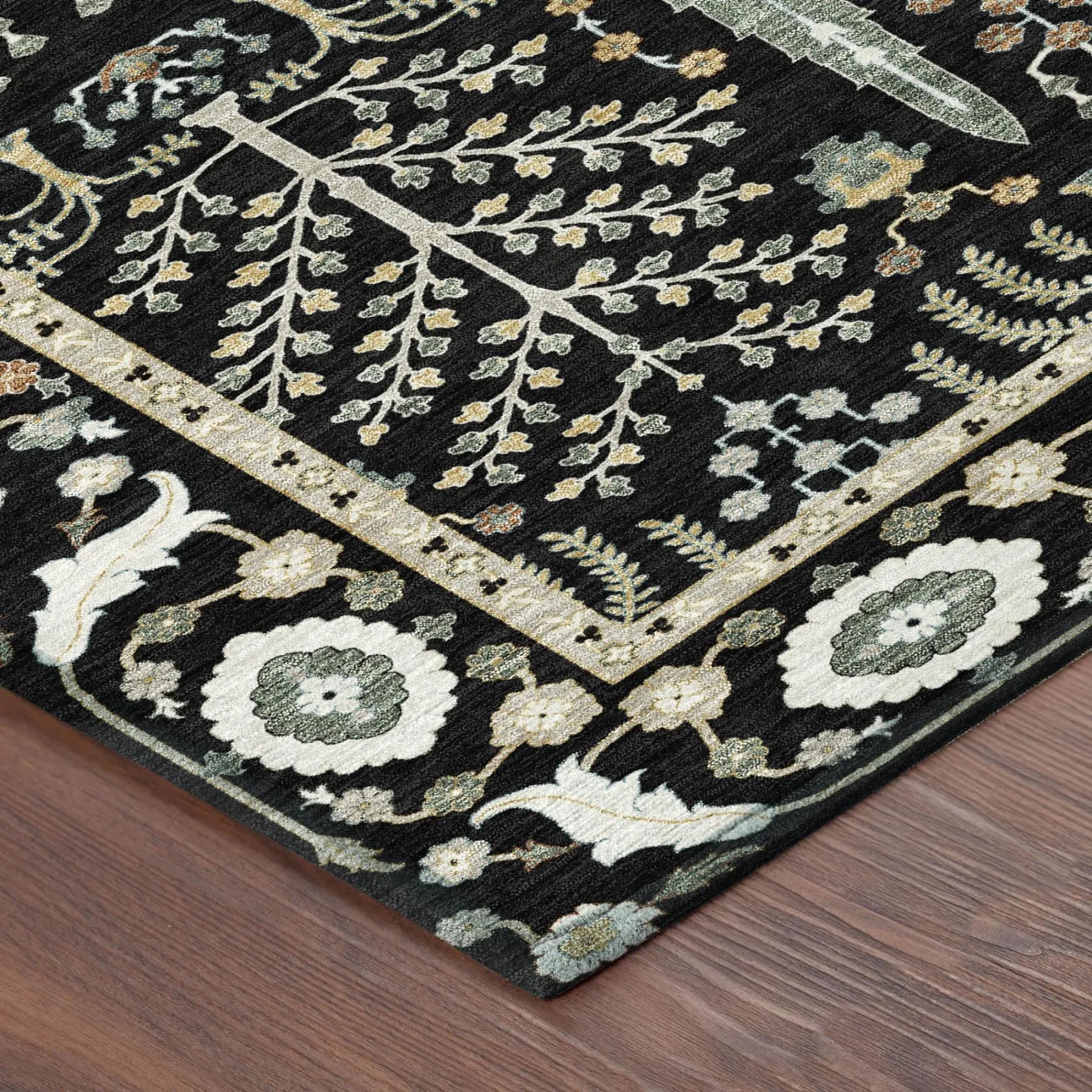 3' X 5' Black And Graphite Oriental Washable Indoor Outdoor Area Rug Homeroots Outdoor
