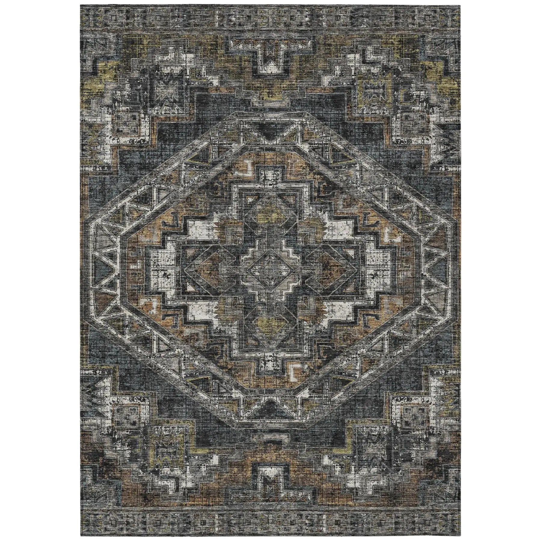 3' X 5' Black And Graphite Southwestern Washable Indoor Outdoor Area Rug Homeroots Outdoor