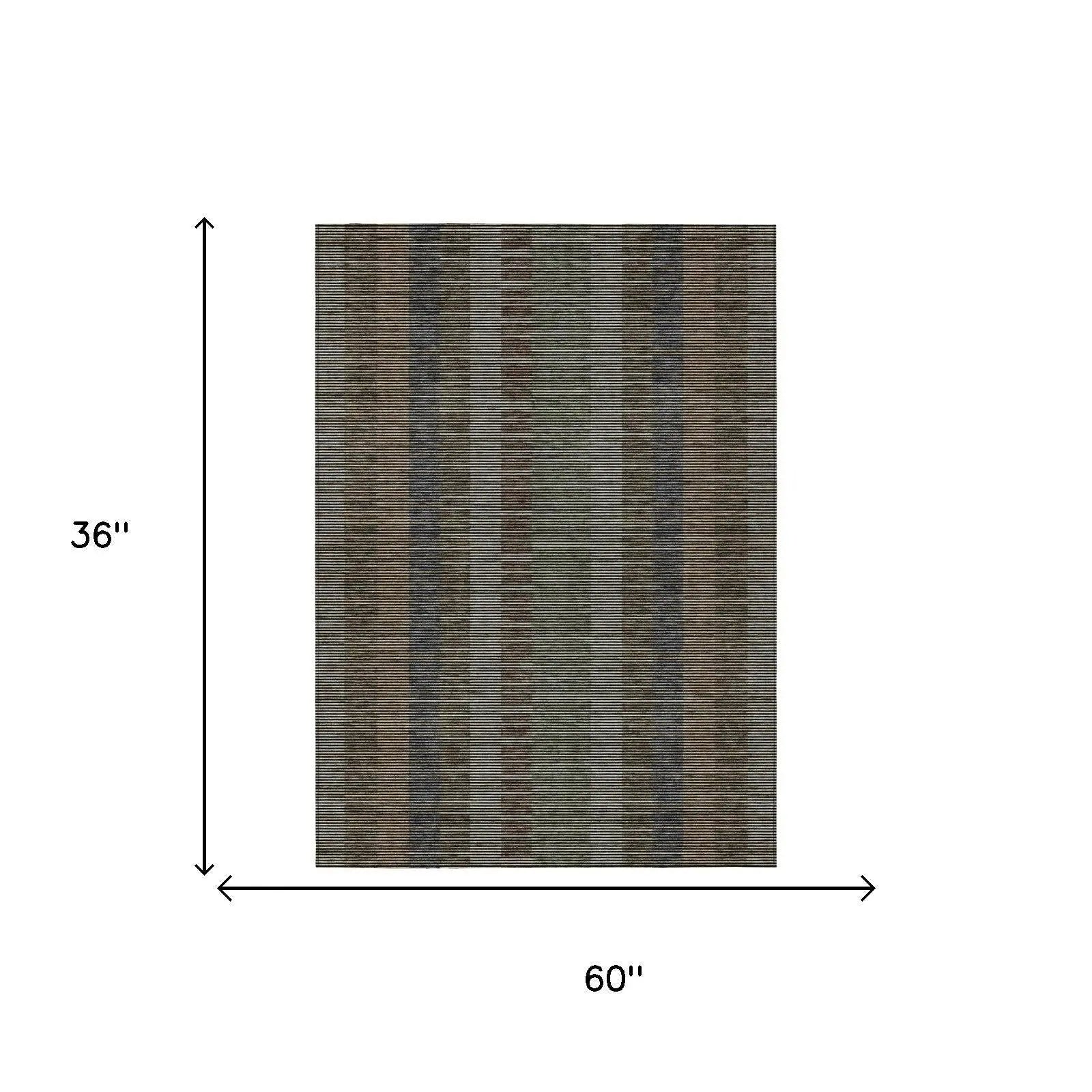 3' X 5' Black And Graphite Striped Washable Indoor Outdoor Area Rug Homeroots Outdoor