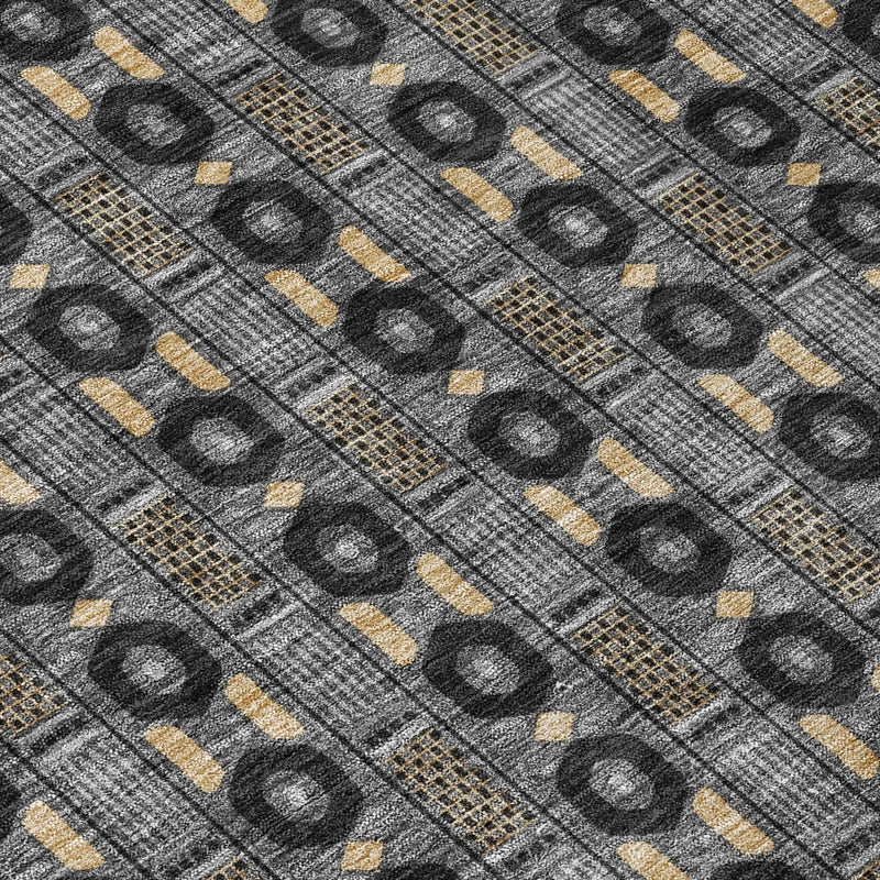 3' X 5' Black And Graphite Striped Washable Indoor Outdoor Area Rug Homeroots Outdoor