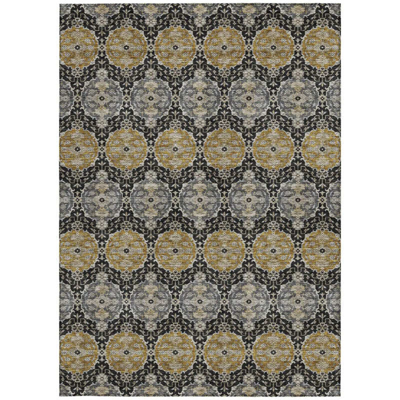 3' X 5' Black And Graphite Striped Washable Indoor Outdoor Area Rug Homeroots Outdoor