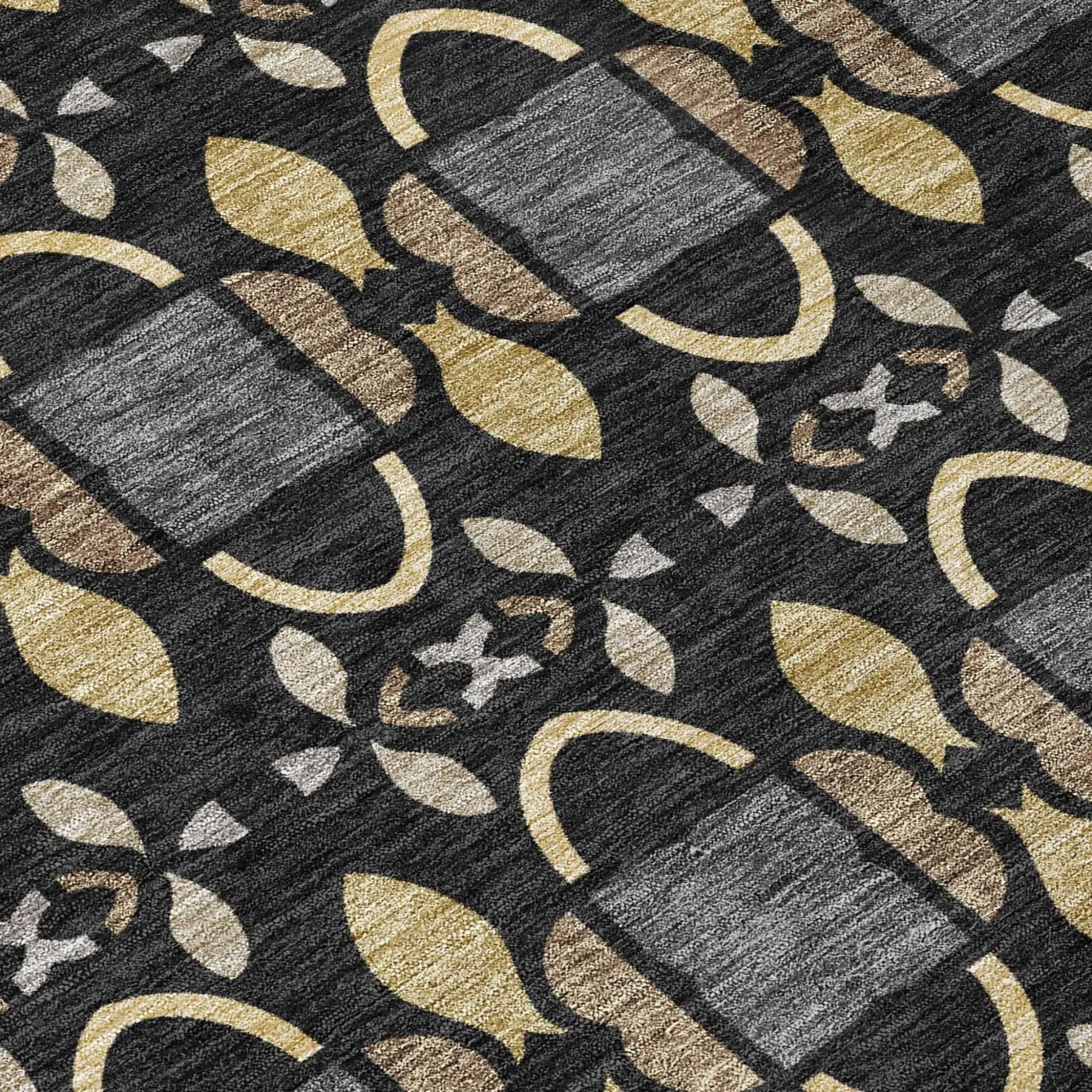 3' X 5' Black And Graphite Striped Washable Indoor Outdoor Area Rug Homeroots Outdoor