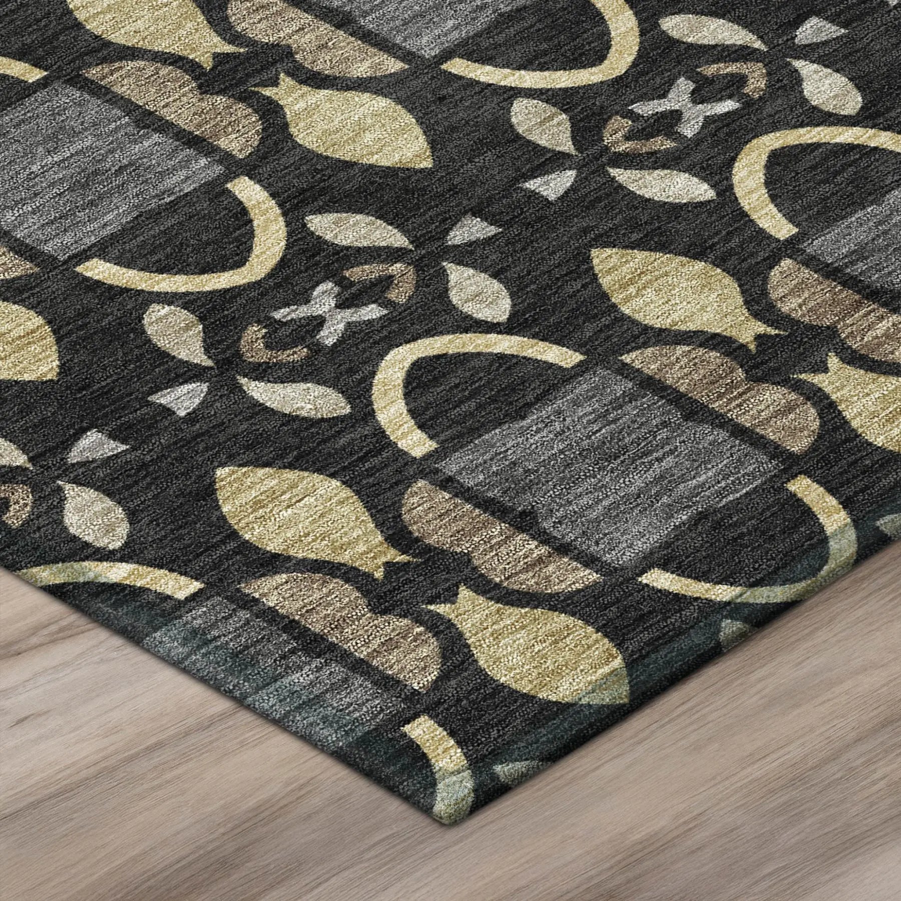 3' X 5' Black And Graphite Striped Washable Indoor Outdoor Area Rug Homeroots Outdoor