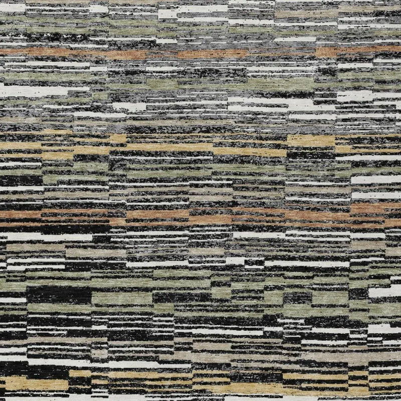 3' X 5' Black And Graphite Striped Washable Indoor Outdoor Area Rug Homeroots Outdoor