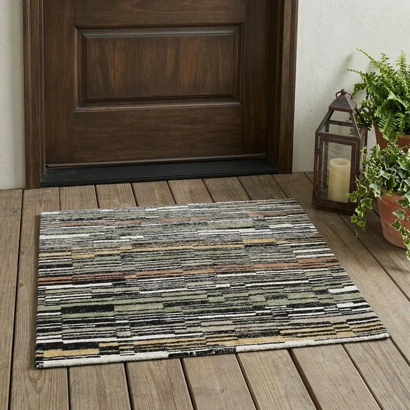 3' X 5' Black And Graphite Striped Washable Indoor Outdoor Area Rug Homeroots Outdoor