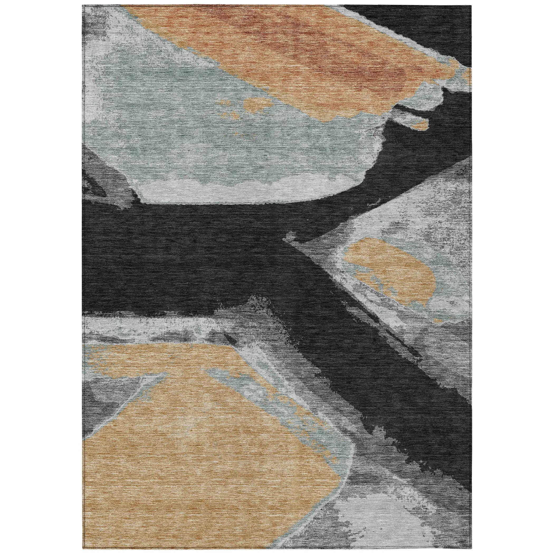 3' X 5' Black And Gray Abstract Washable Indoor Outdoor Area Rug Homeroots Outdoor