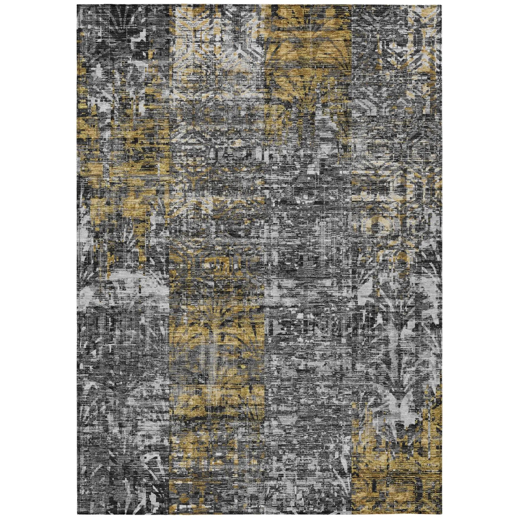 3' X 5' Black And Gray Abstract Washable Indoor Outdoor Area Rug Homeroots Outdoor