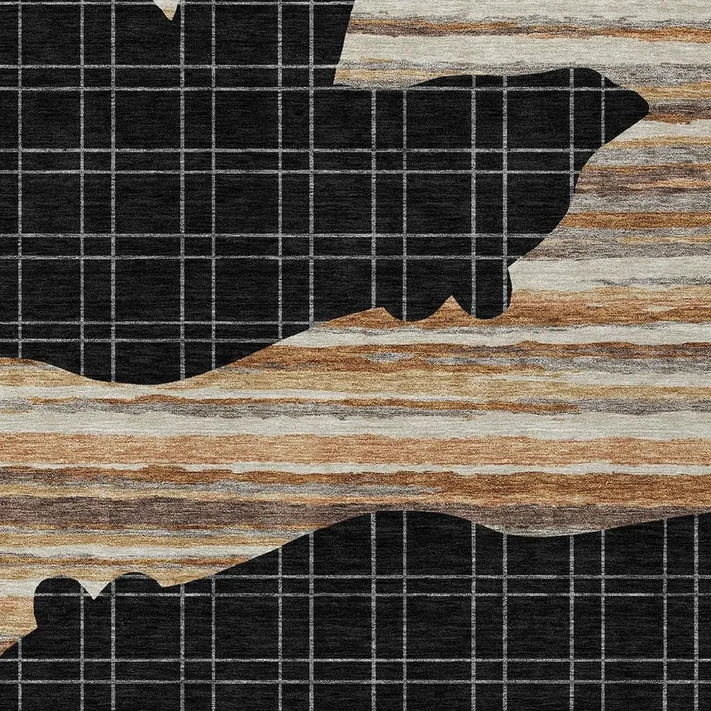 3' X 5' Black And Gray Abstract Washable Indoor Outdoor Area Rug Homeroots Outdoor