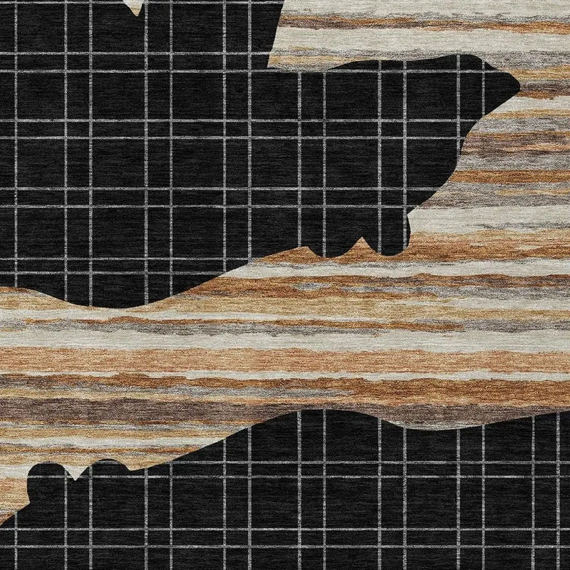 3' X 5' Black And Gray Abstract Washable Indoor Outdoor Area Rug Homeroots Outdoor