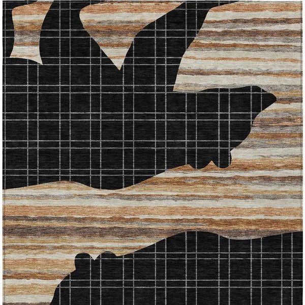 3' X 5' Black And Gray Abstract Washable Indoor Outdoor Area Rug Homeroots Outdoor