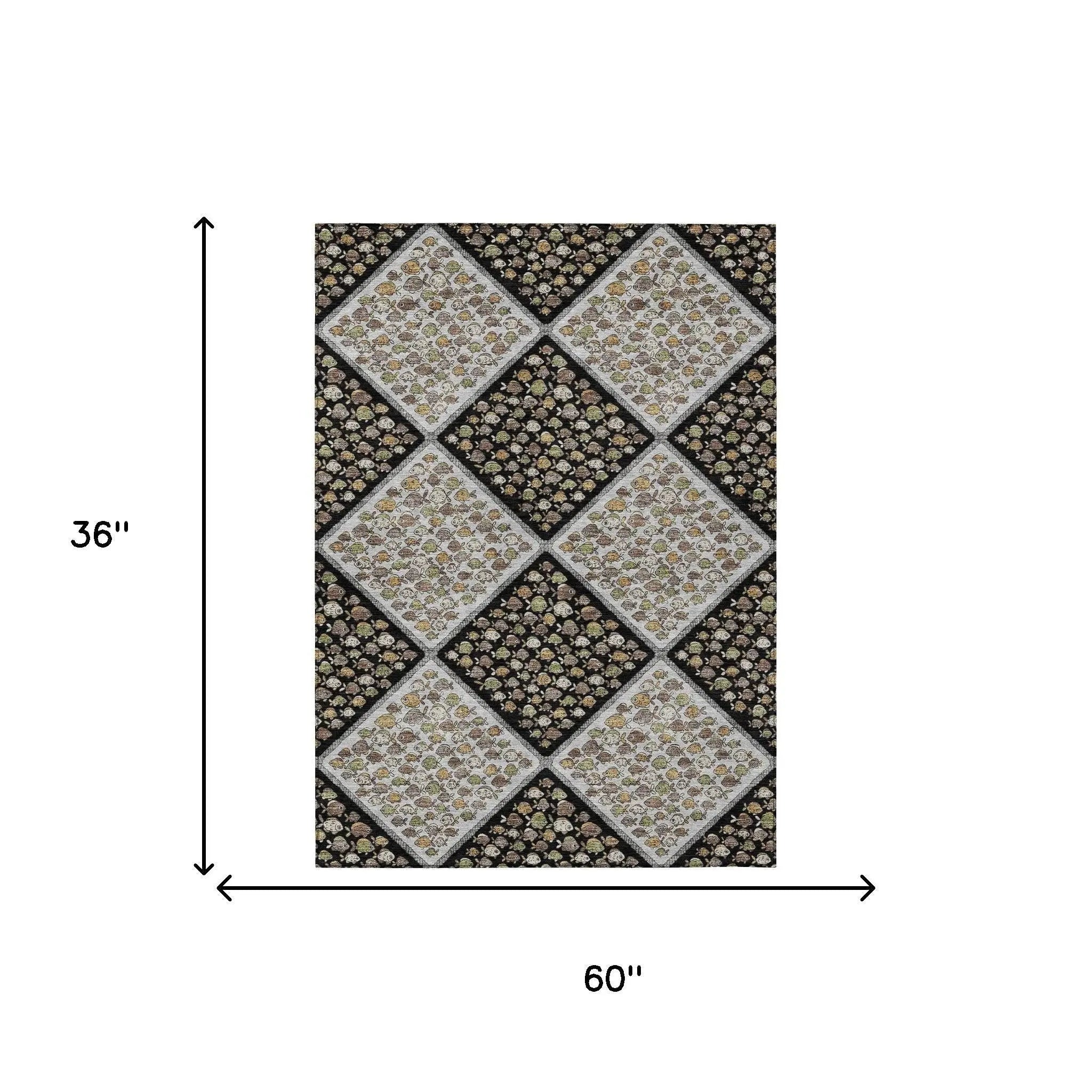 3' X 5' Black And Gray Abstract Washable Indoor Outdoor Area Rug Homeroots Outdoor