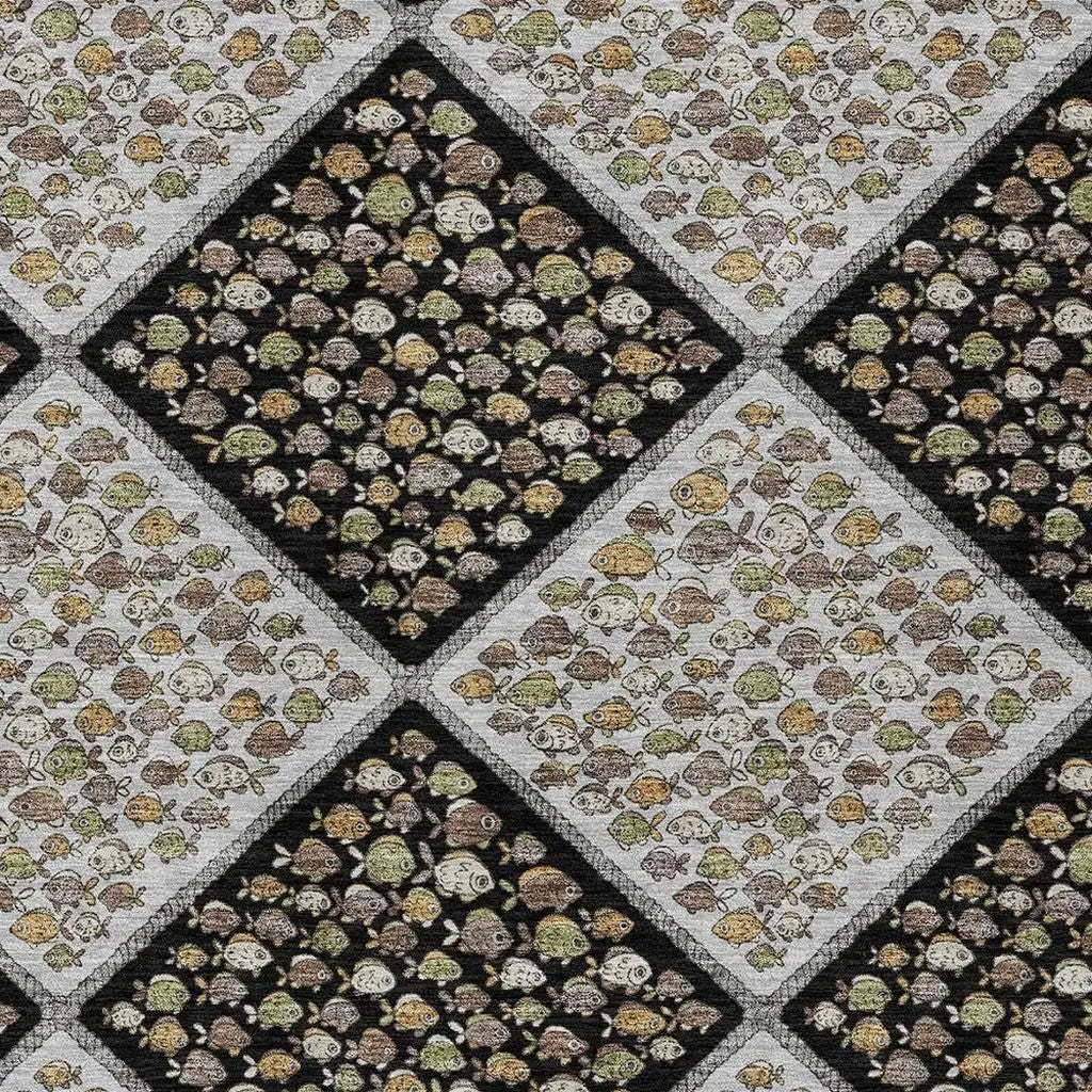 3' X 5' Black And Gray Abstract Washable Indoor Outdoor Area Rug Homeroots Outdoor