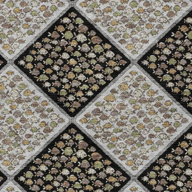 3' X 5' Black And Gray Abstract Washable Indoor Outdoor Area Rug Homeroots Outdoor