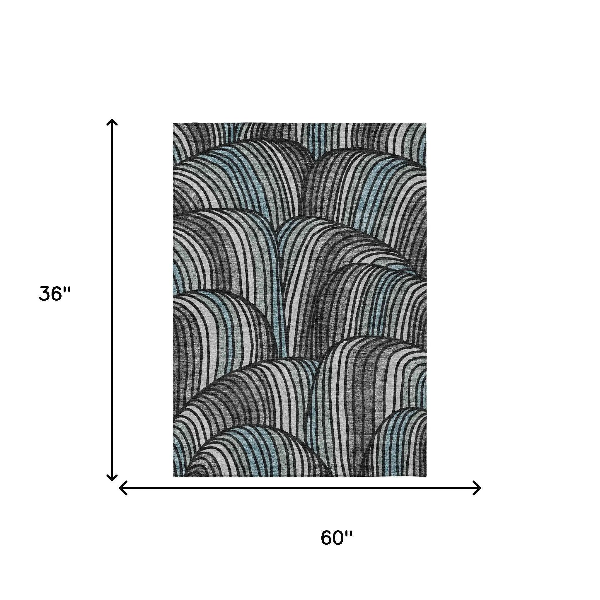 3' X 5' Black And Gray Abstract Washable Indoor Outdoor Area Rug Homeroots Outdoor