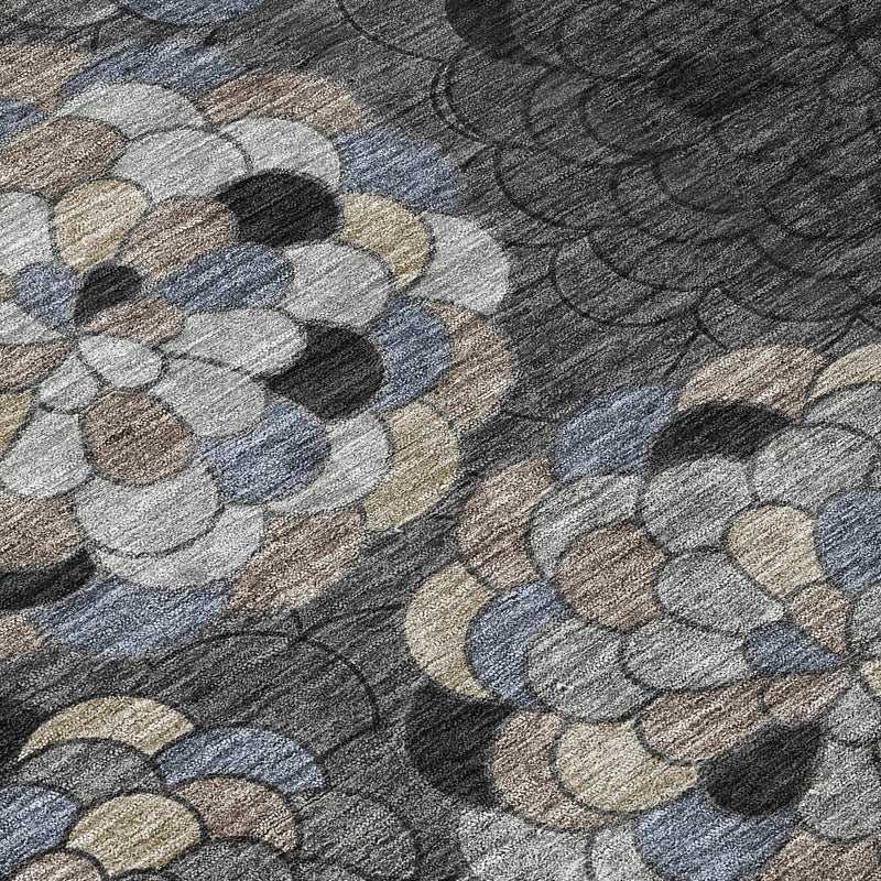 3' X 5' Black And Gray Floral Washable Indoor Outdoor Area Rug Homeroots Outdoor